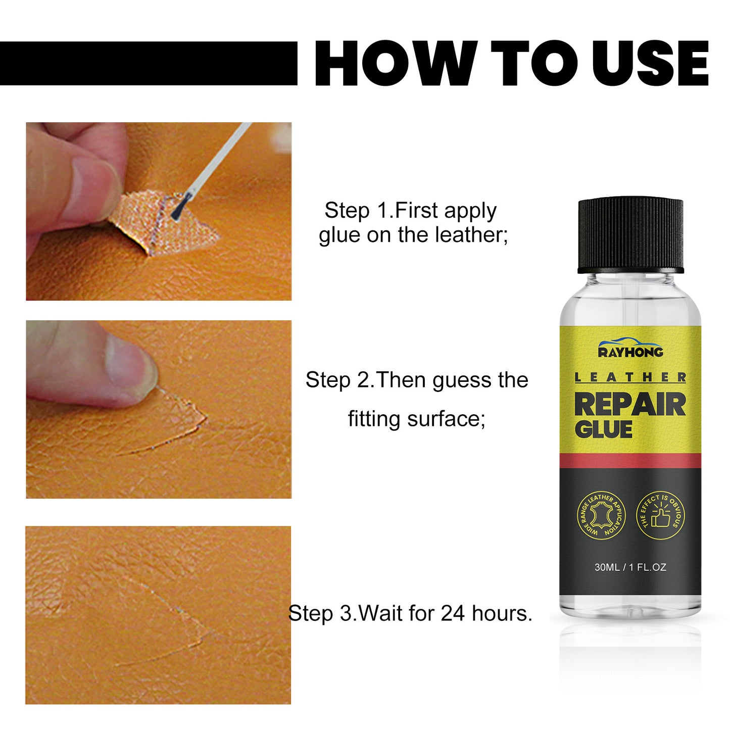 RAYHONG Leather Repair Glue, Reconditioning Leather Seat Leather Sofa Scratches And Cracks Repair Liquid