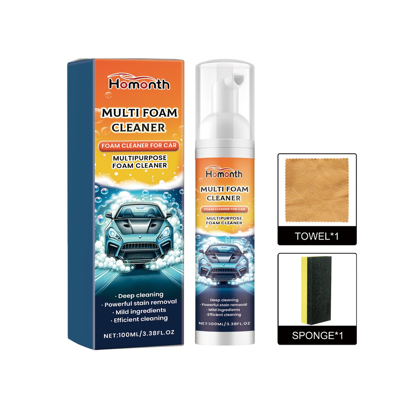 Multi-Purpose Foam Cleaner For Cars, Car Interior Seat Fabric Decontamination Refurbished Cleaning
