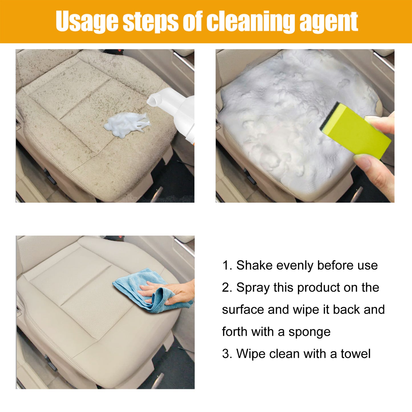 Multi-Purpose Foam Cleaner For Cars, Car Interior Seat Fabric Decontamination Refurbished Cleaning