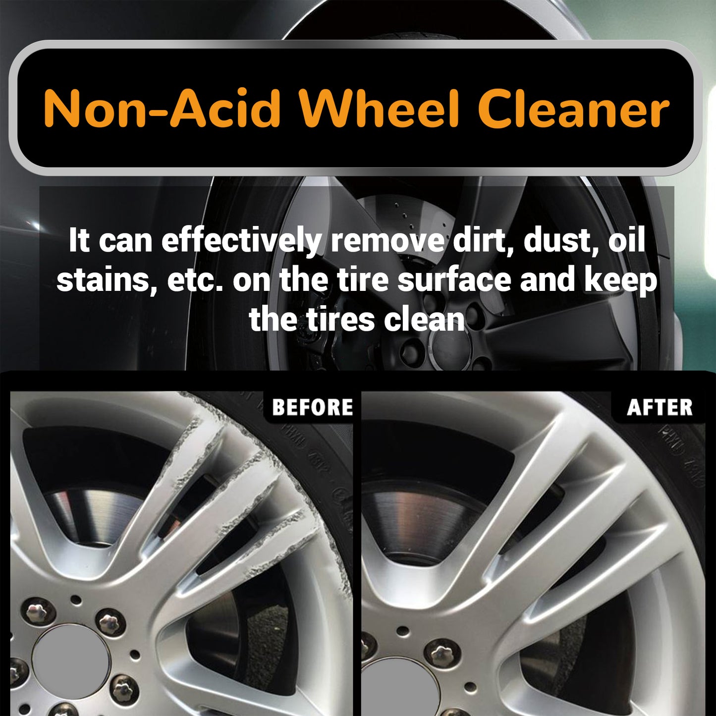 Non-Acid Wheel Cleaner, Wheel Hub Renovation Cleaning And Polishing Maintenance Multi-Functional Cleaning Agent