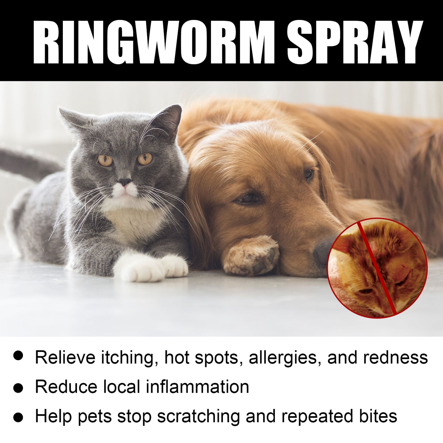 Cat Ringworm Spray, Pet Cats Anti-Mite Cat Moss Care Skin External Use Anti-Itch Spray
