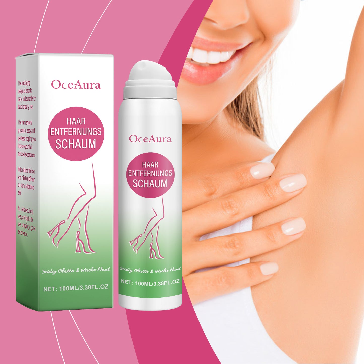 OceAura Hair Removal Spray Gentle Hair Removal Non-Irritating Underarm Leg Hair Hand Hair Skin Deep Cleansing Spray