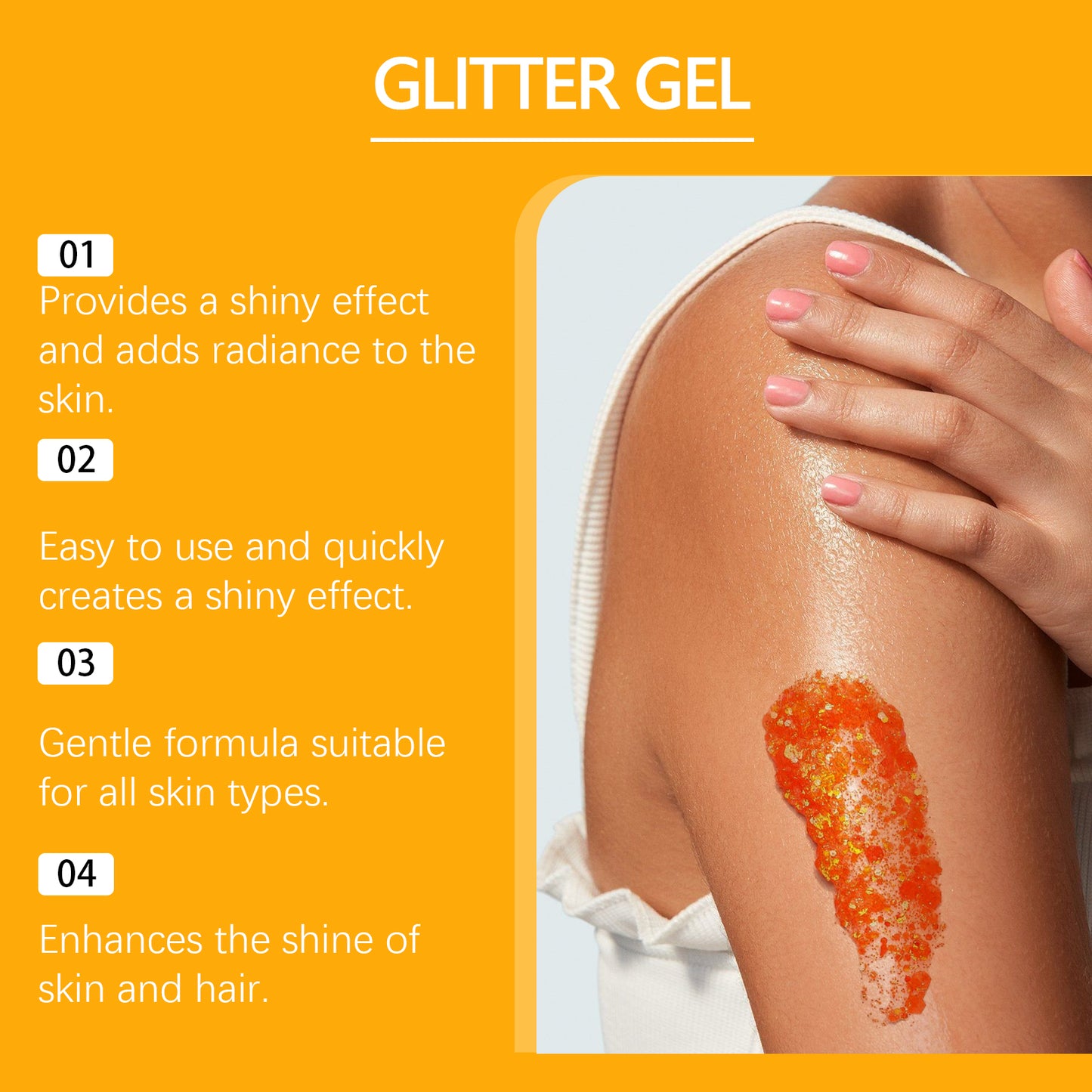 EELHOE Orange Glitter Glitter Gel Facial Body Collarbone Hair Evening Party Festive Bash Brightening Glitter