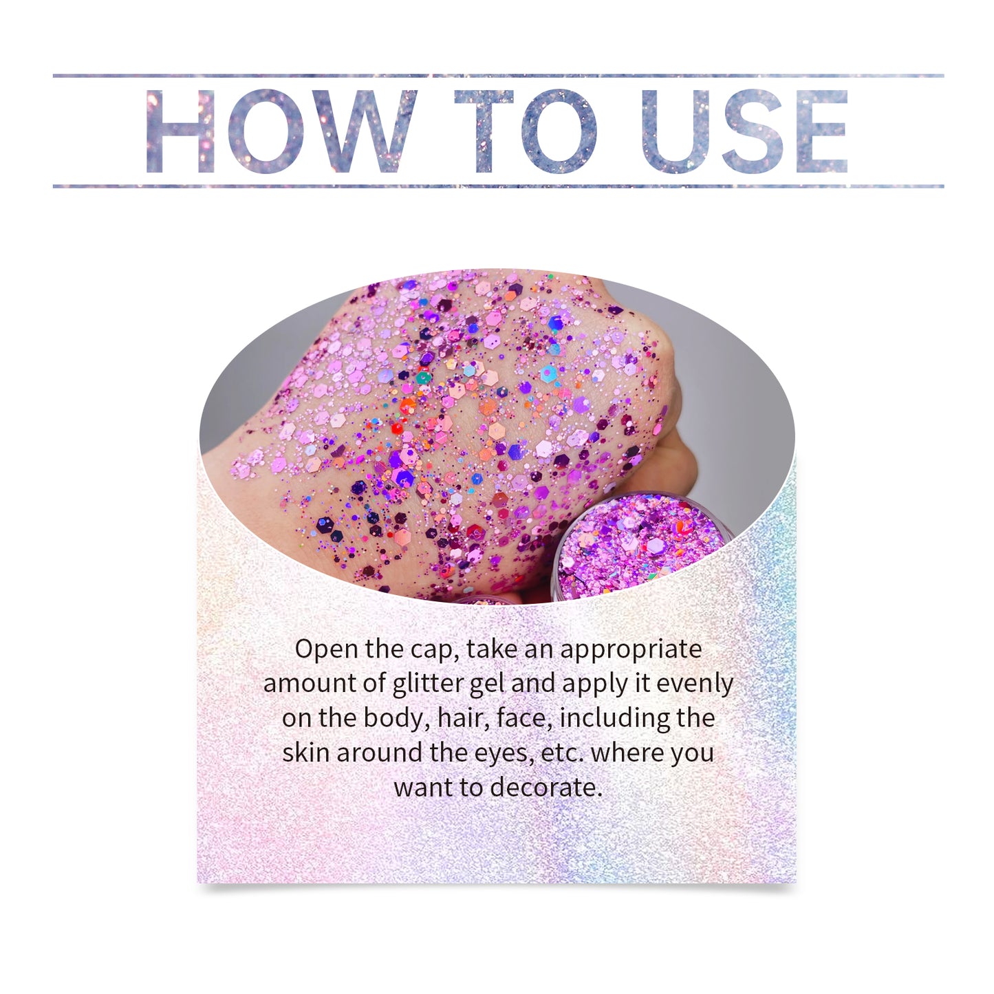 Jaysuing Glitter Glitter Gel, Natural Stereoscopic Body High Glitter Party Rave Multi-Color Option