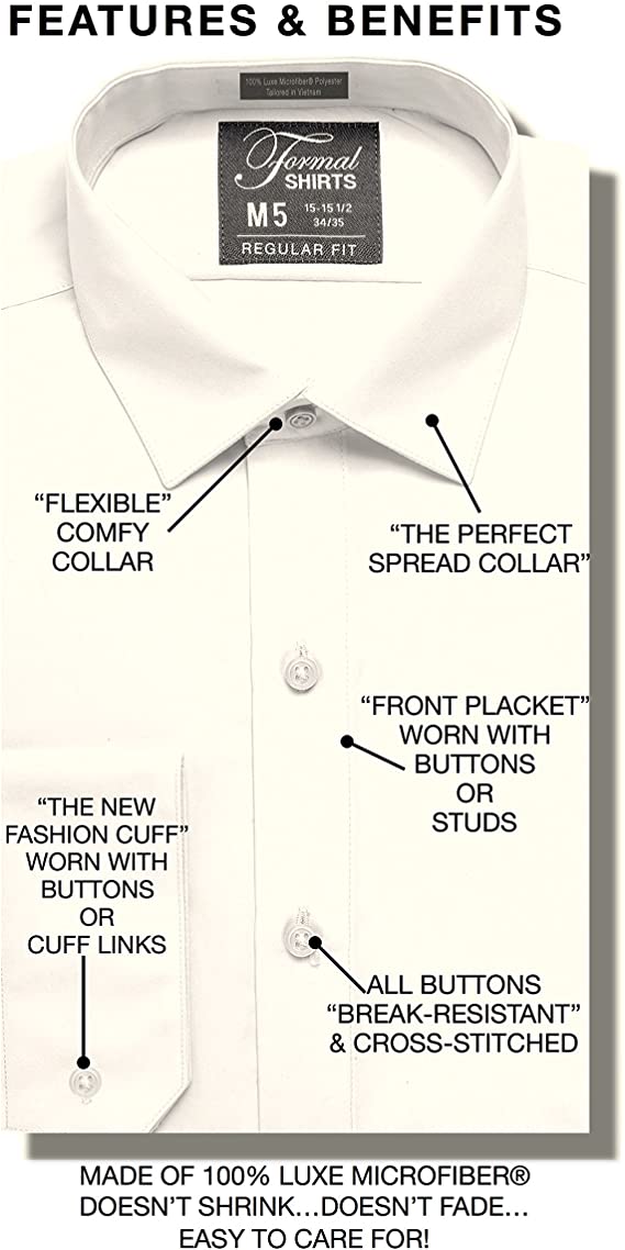 Luxe Microfiber® Men’s Regular Fit Dress Shirt, Tuxedo Shirt