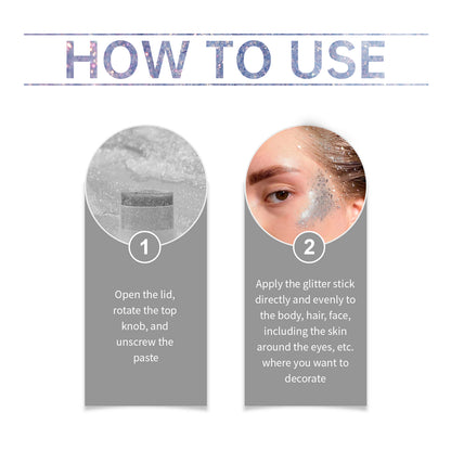 Jaysuing Sequined Glitter Stick (Silver), Party Dance, Performance, Makeup, Face, Body, Collarbone, Highlight And Shine