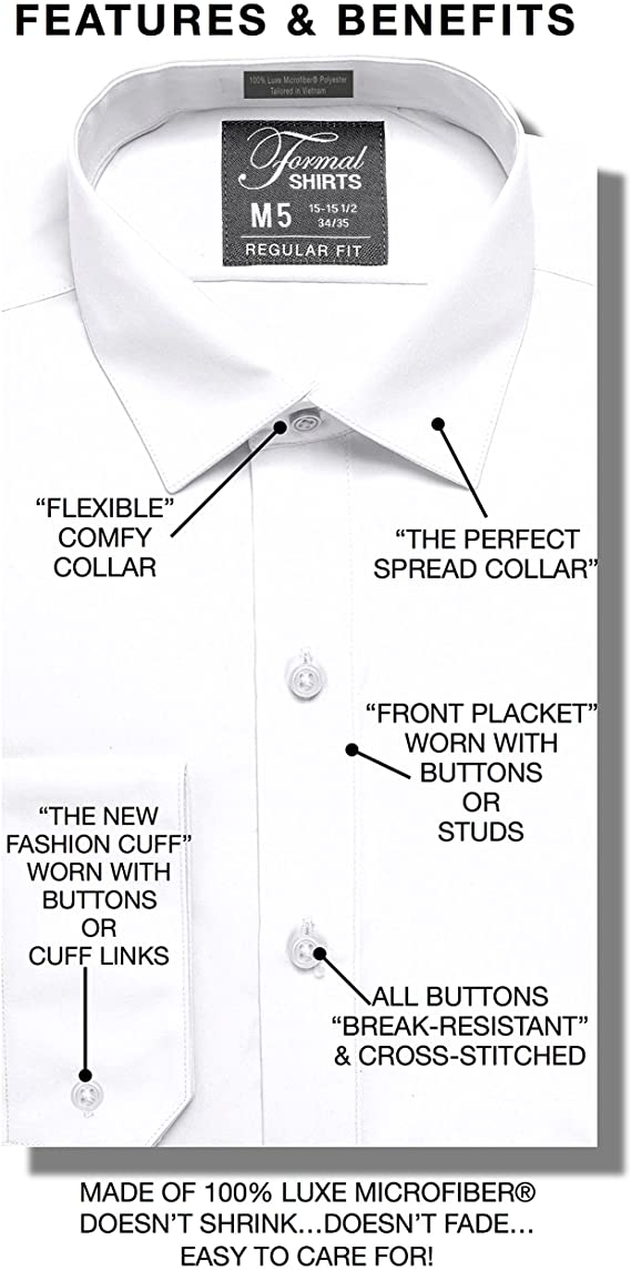 Luxe Microfiber® Men’s Regular Fit Dress Shirt, Tuxedo Shirt
