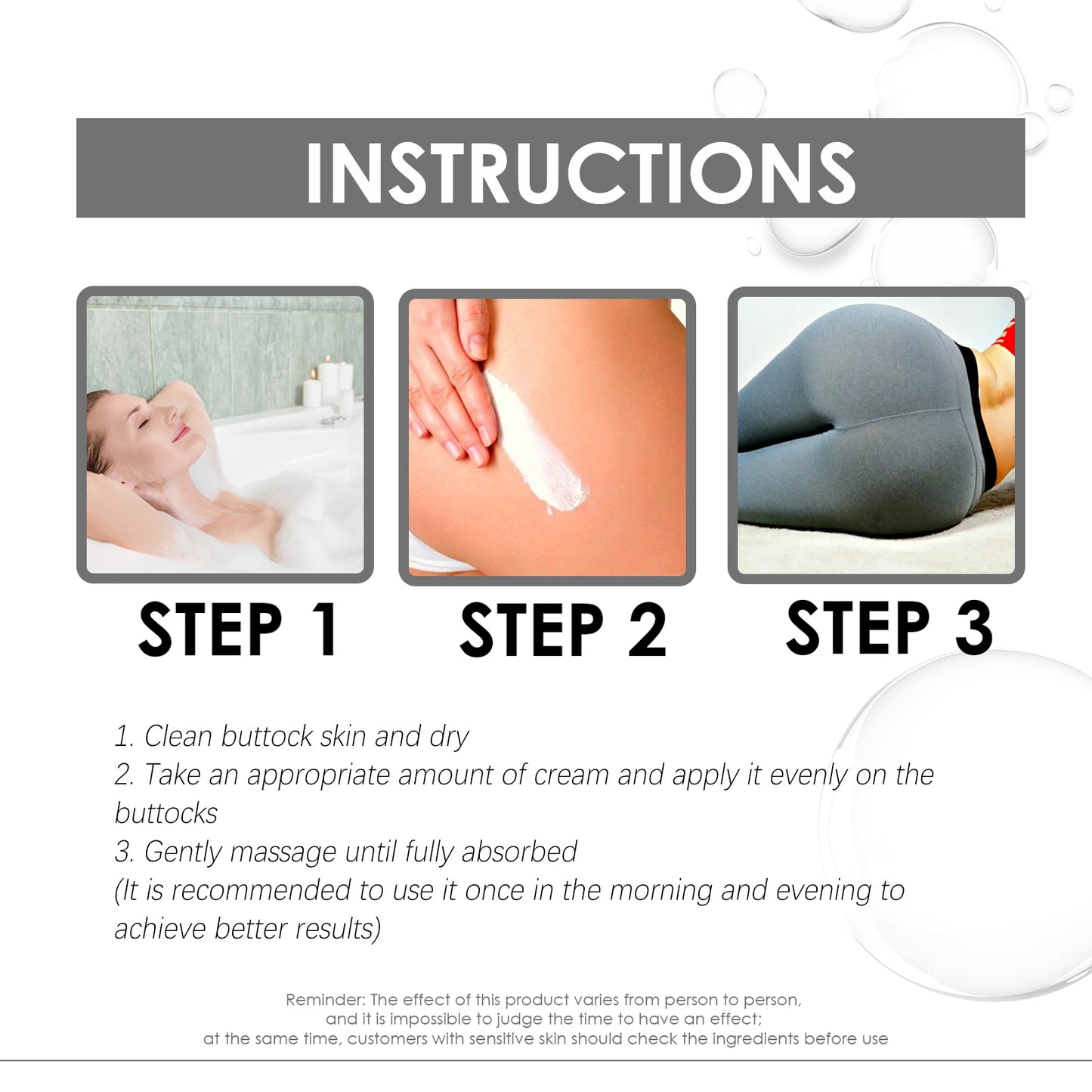 Butt Lift Whitening Cream, Butt Lift Massage Firming Butt Whitening Moisturize Cream