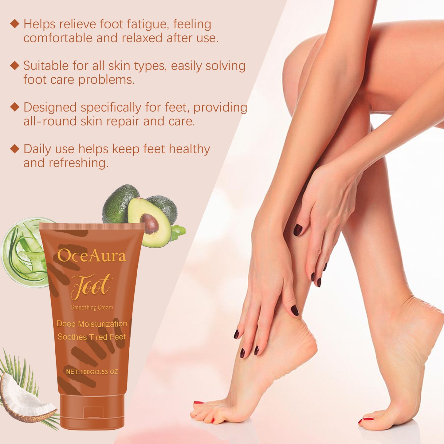 OceAura Foot Moisturizing Cream Soothing Dry Feet Hydrating Moisturizing Tender Foot Cream