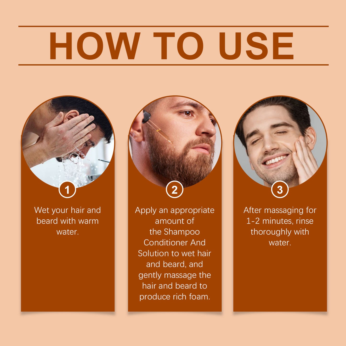 East Moon 2 In 1 Facial Hair Conditioner, Men's Facial Hair Gentle Cleaning Care Repair And Frizz Nourishing