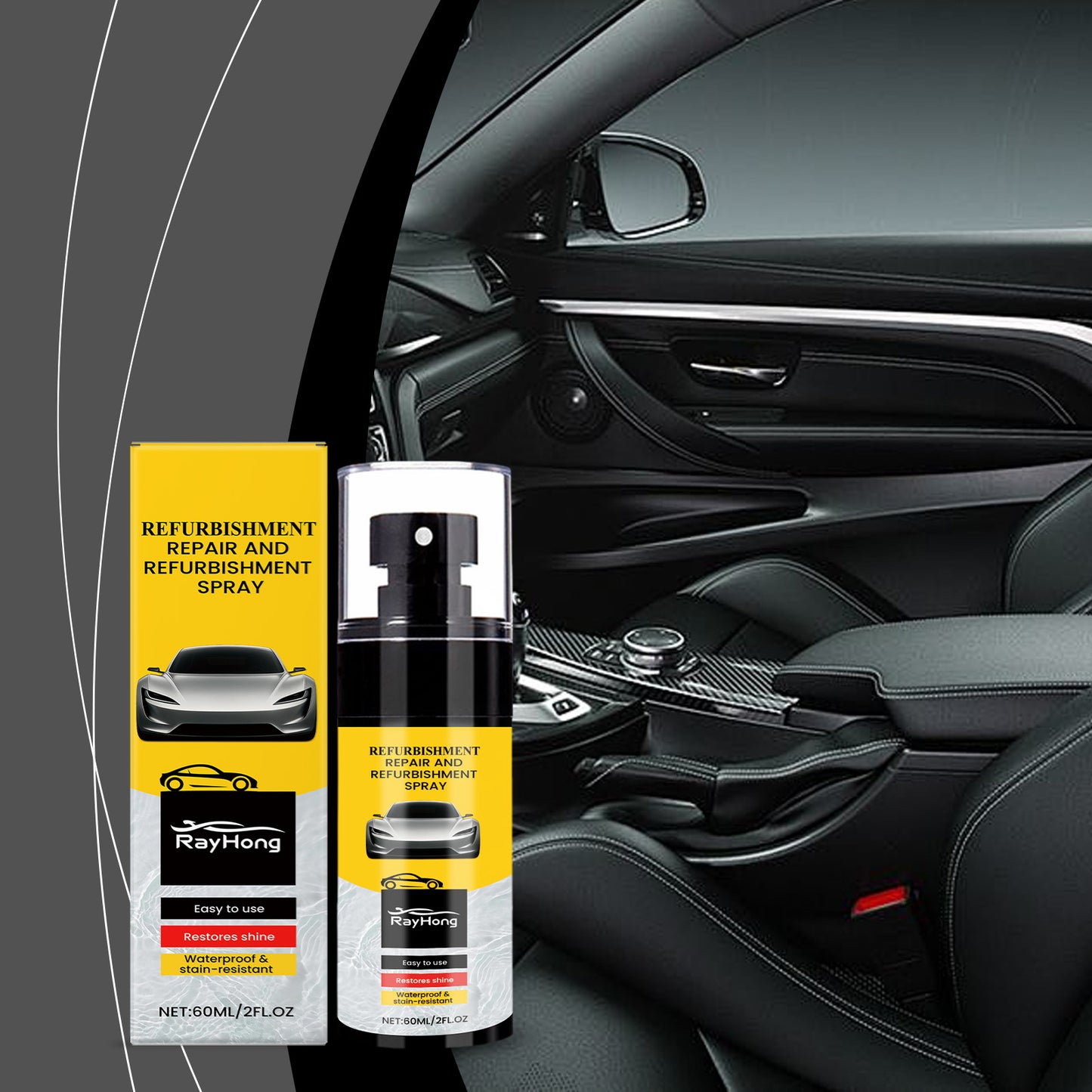Rayhong Automotive Plastic Refurbishment Spray, Automotive Interior Plastic Coating Refurbishment, Polishing, Maintenance And Coating Spray