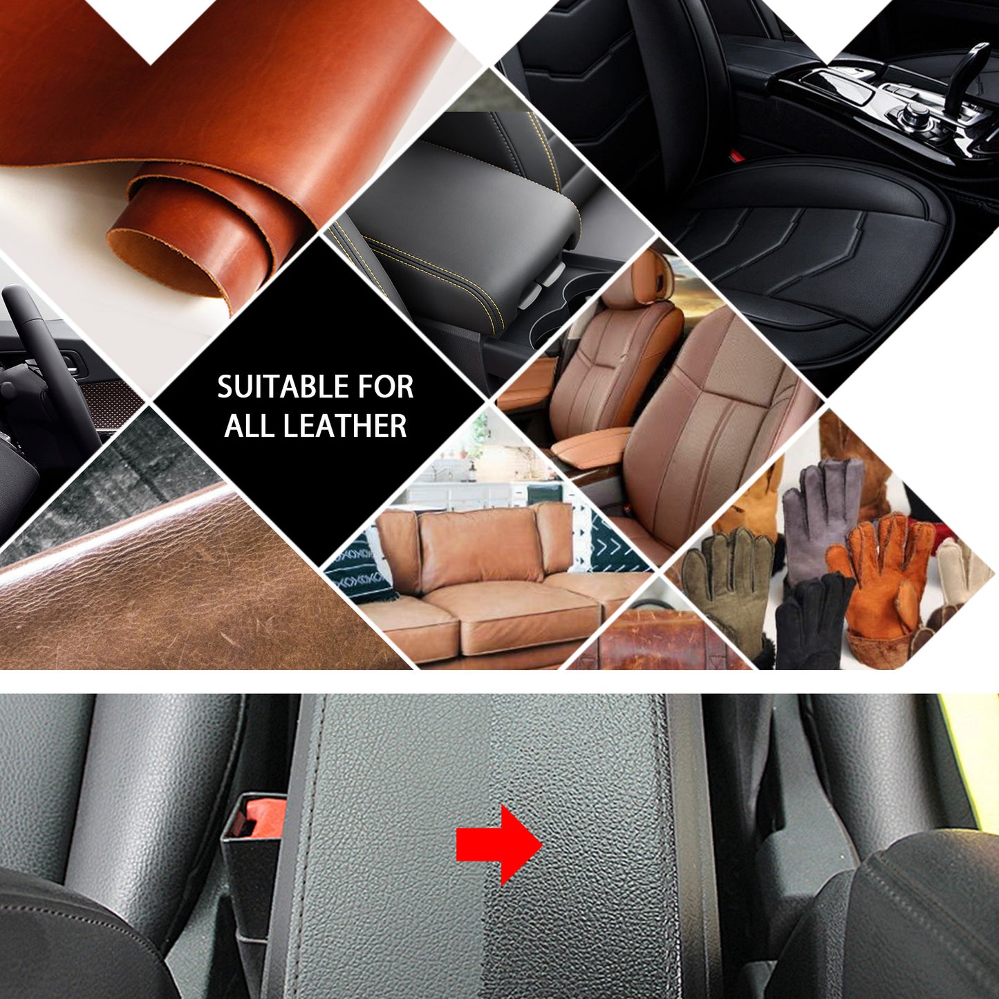 Automotive Leather Polish, Car Interior Leather Seat Leather Maintenance Refurbishment Decontamination Cleaning Agent