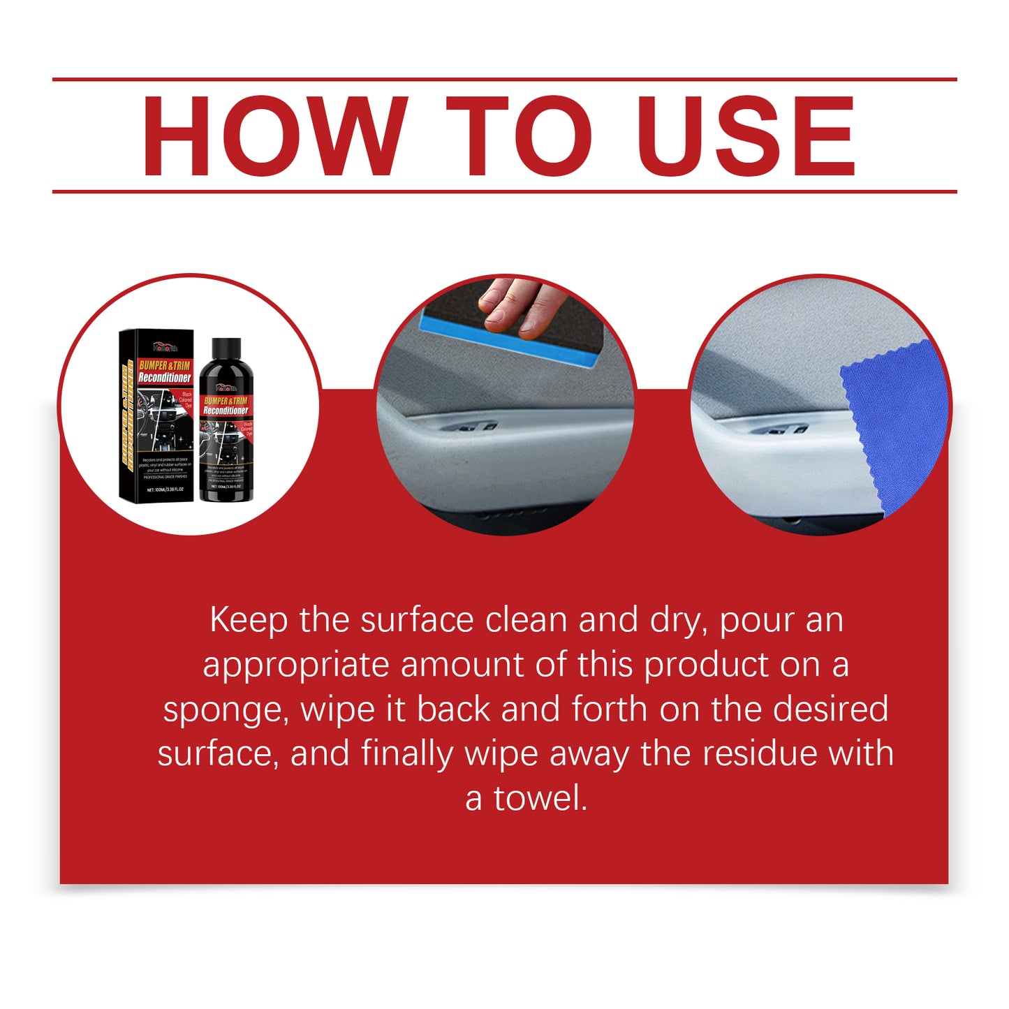 Homonth Car Black Plastic Retreader, Interior Instrument Panel Decontamination Repair Scratch Retreader