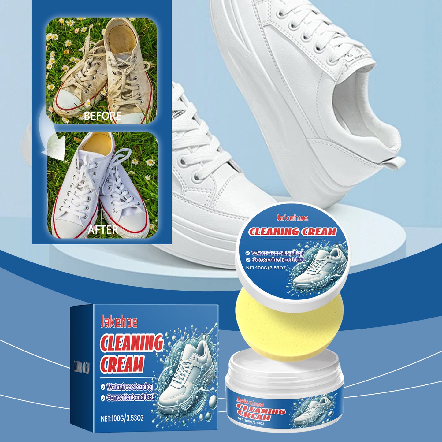 Small White Shoe Cleaning Cream Wash Free Upper To Remove Stains Bright White Multi-Functional Shoe Cleaning Cream