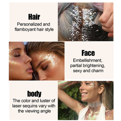 EELHOE Shining Body Skin Gel (White) Makeup Fish Scale Sequin Gel Sequin Stage Performance Makeup Props Eyeshadow