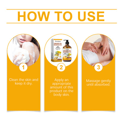 Ginger Massage Essential Oil, Ginger Care Essence Oil Body Massage Daily Care Firming Skin