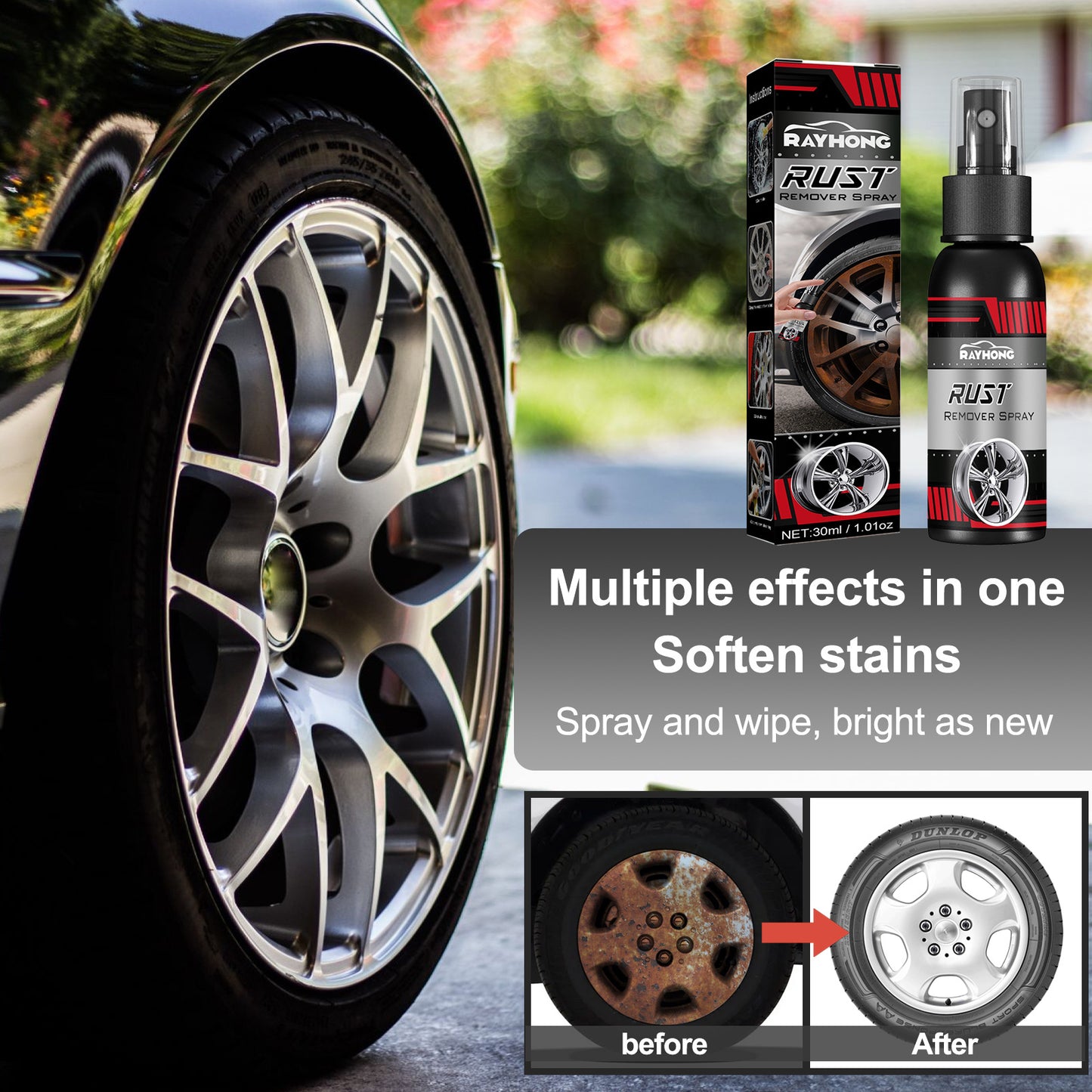 Auto Wheel Rust Remover Auto Paint Rust Remover Brightener Rust Remover Conversion Agent