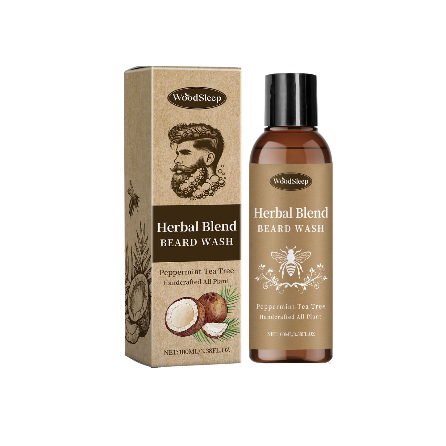 WoodSleep Facial Hair Cleanser For Men Gentle Cleansing Care Facial Hair Moisturizing And Moisturizing Care Solution