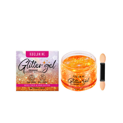 EELHOE Orange Glitter Glitter Gel Facial Body Collarbone Hair Evening Party Festive Bash Brightening Glitter