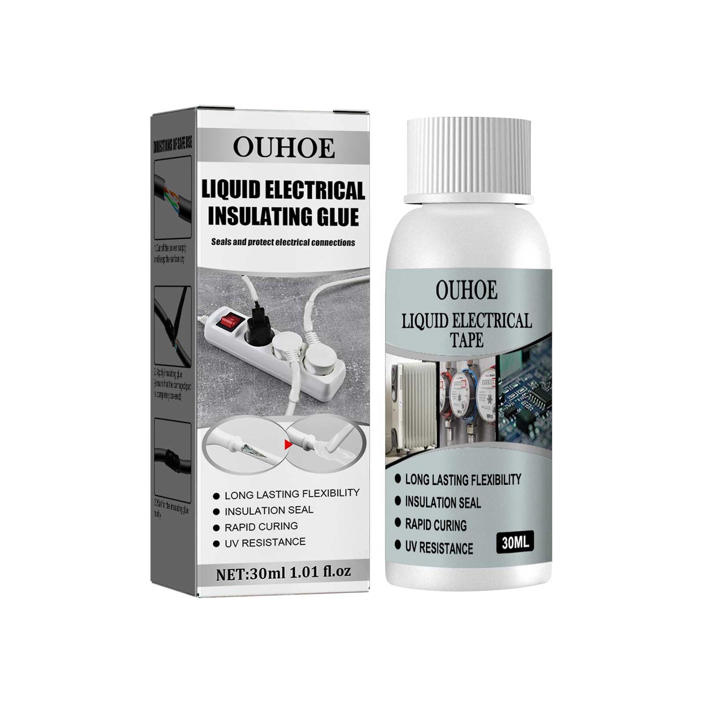OUHOE Liquid Electrical Insulating Adhesive (White 30ml) Is A High-Temperature Resistant Organic Insulating Adhesive With Good Weather Resistance And Water Resistance For Repair And Sealing