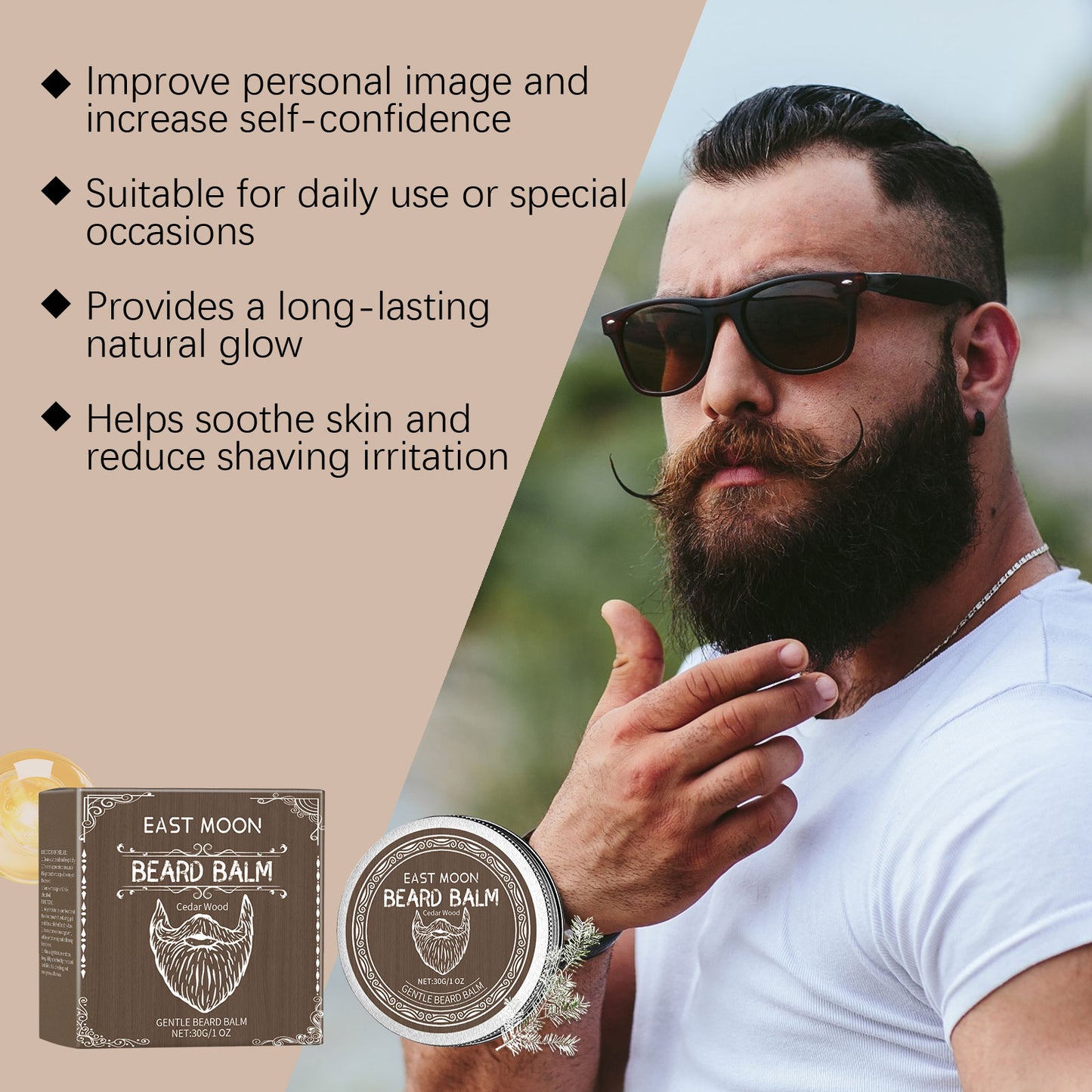 Cedar Wood Beard Care Wax Men's Beard Cedar Wood Care Cream Nourishes And Strengthens Beard