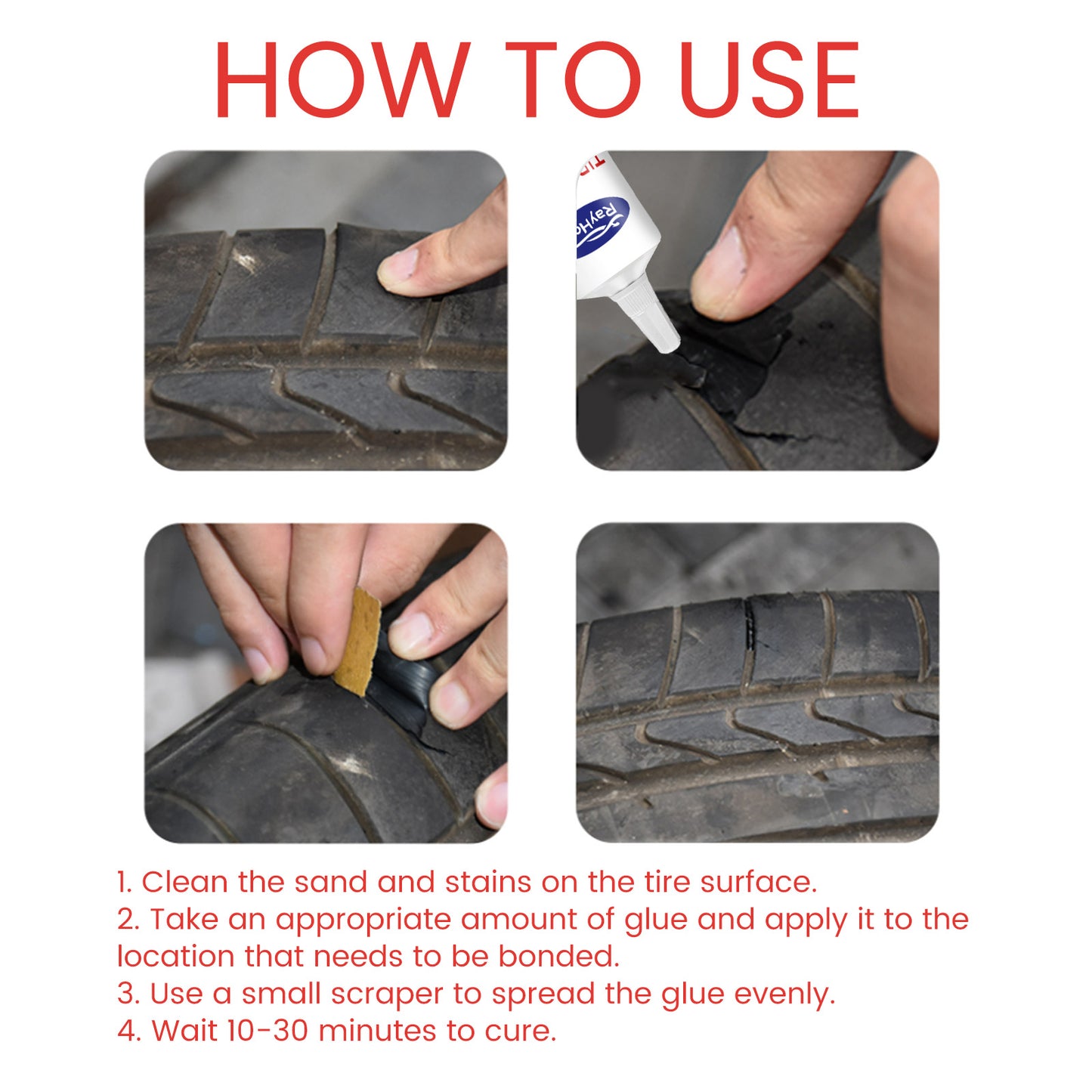 Rayhong Tire Glue, Soft Repair Glue For Repairing Cracks And Scratches On The Side Of Car Tires