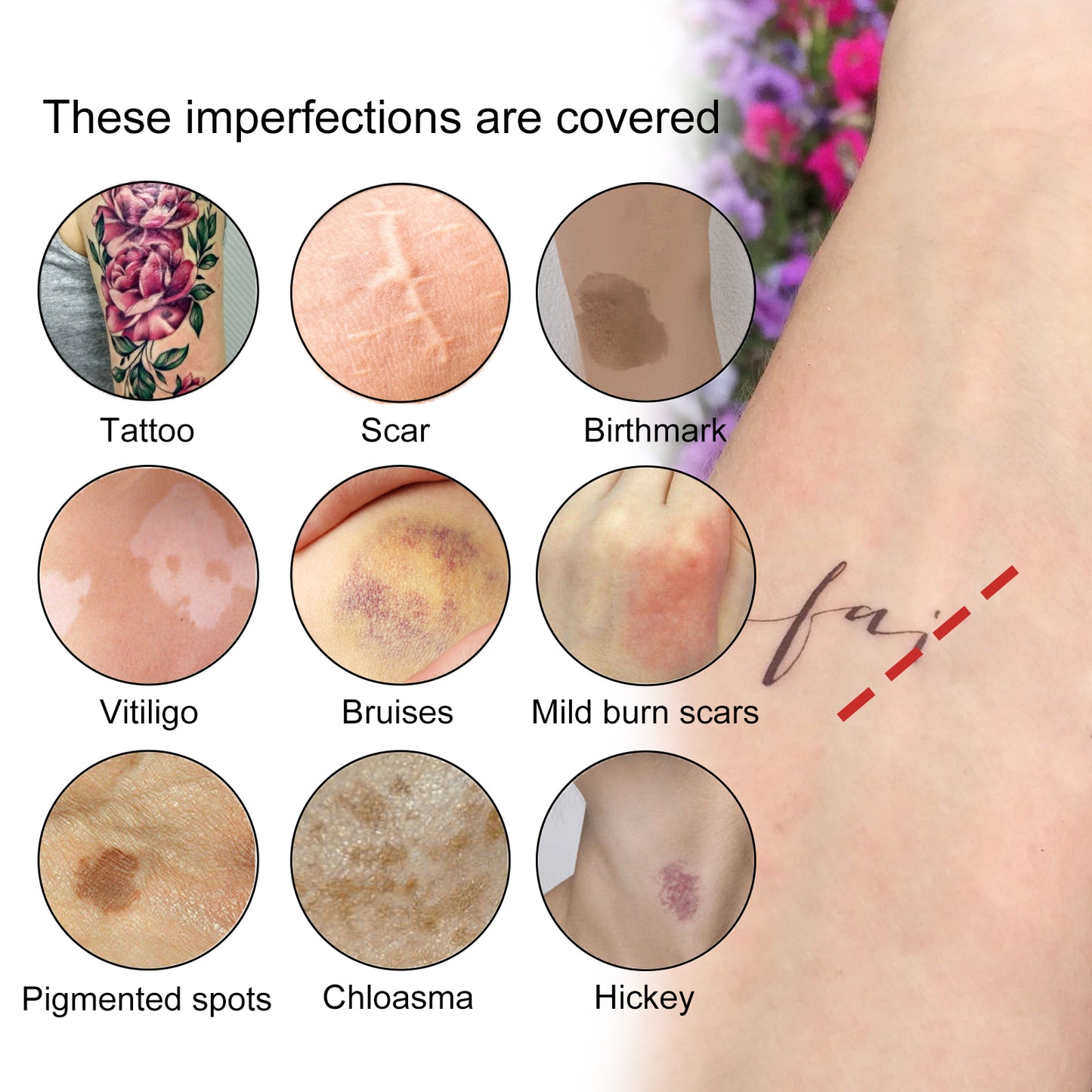 Tattoo Concealer, Waterproof Brightening Cover Tattoo Scars Birthmark Invisible Two-Tone Concealer