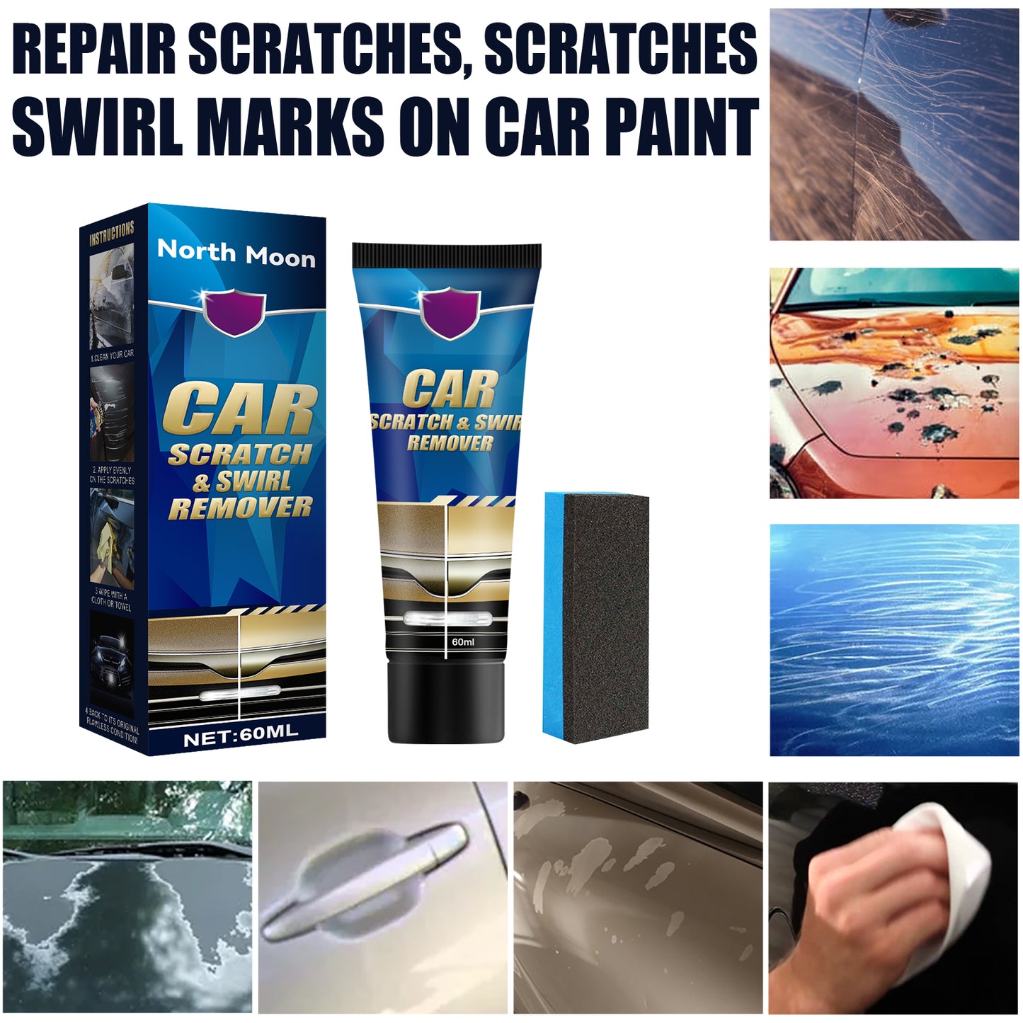 Car Scratch Repair Cream, Car Maintenance Refurbishment Paint Scratches Scratches Polishing Paint Repair Paste