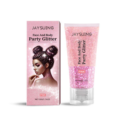 Jaysuing Glitter Glitter Gel, Natural Stereoscopic Body High Glitter Party Rave Multi-Color Option