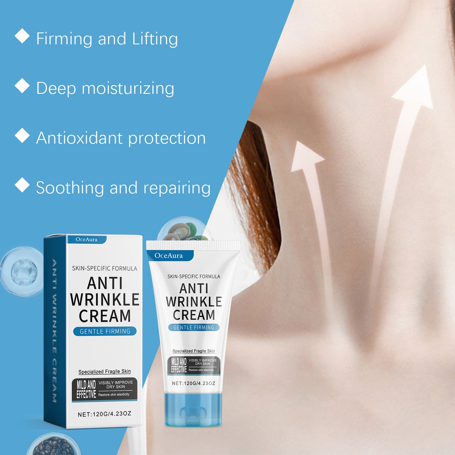 OceAura Gentle Firming Anti-Wrinkle Cream Moisturizes Skin, Moisturizes Skin, Lightens Fine Lines, Firming And Moisturizing Body Cream