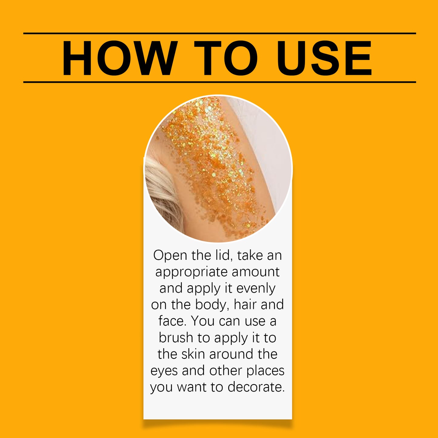 EELHOE Orange Glitter Glitter Gel Facial Body Collarbone Hair Evening Party Festive Bash Brightening Glitter