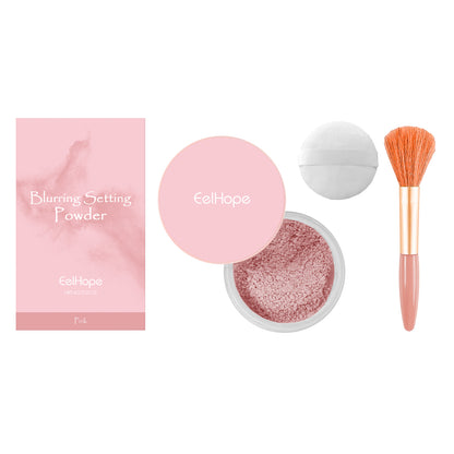 Setting powder with brush， Natural Makeup Light, Delicate Breathable Fit Dry And Wet Dual Use Powder Lasting Makeup