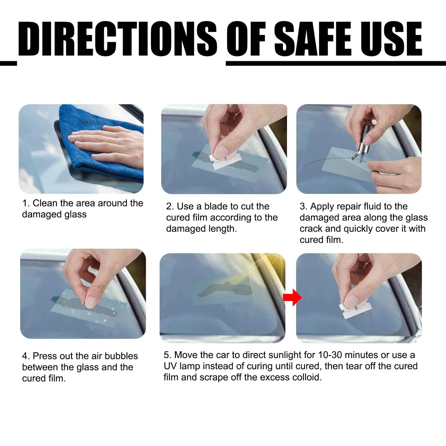 Glass Repair Kit, Auto Glass Cracks And Scratches Multi-Functional Adhesive Repair Solution