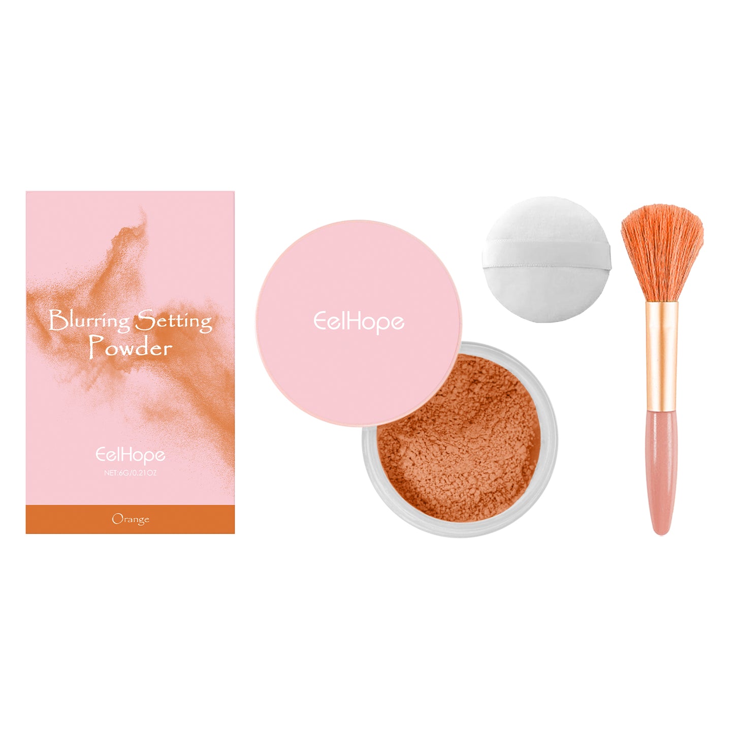Setting powder with brush， Natural Makeup Light, Delicate Breathable Fit Dry And Wet Dual Use Powder Lasting Makeup