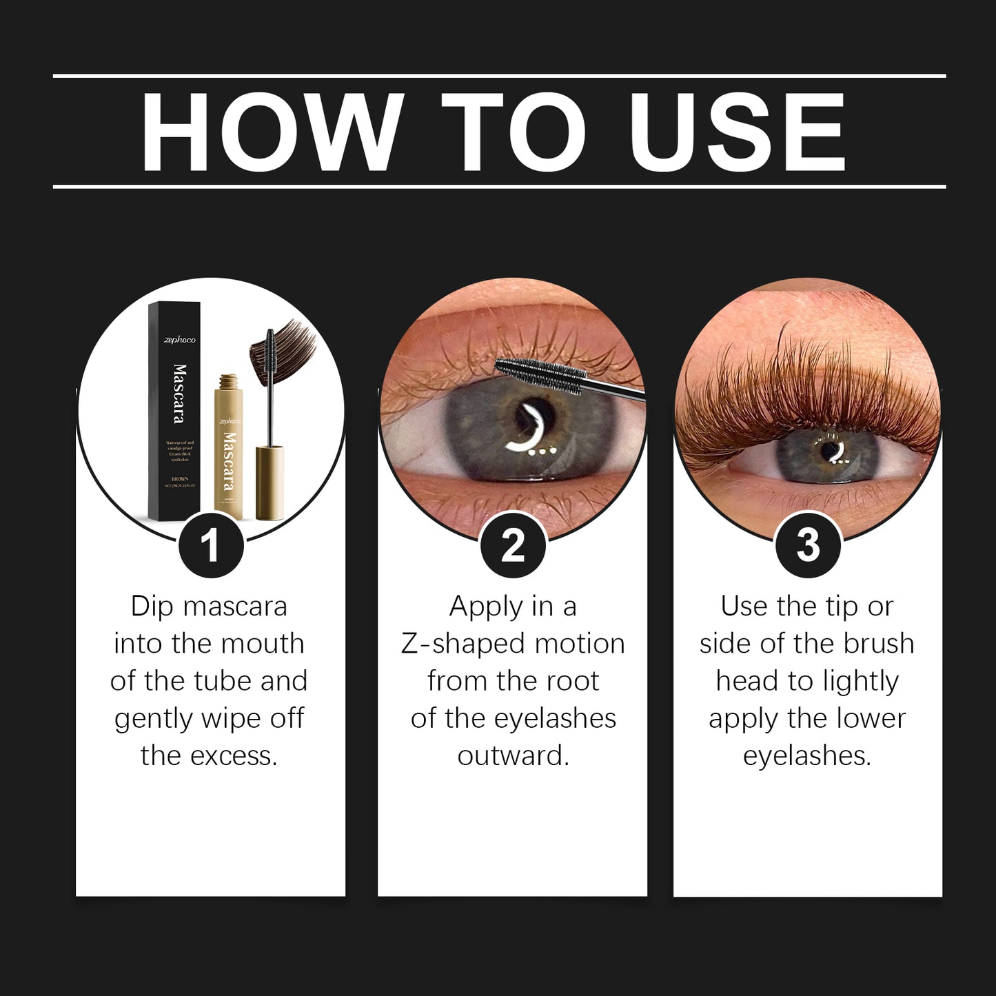 zephoco Brown Mascara Thin Long Curling Natural Lasting Makeup, Waterproof, Perspirant And Not Easy To Smudge
