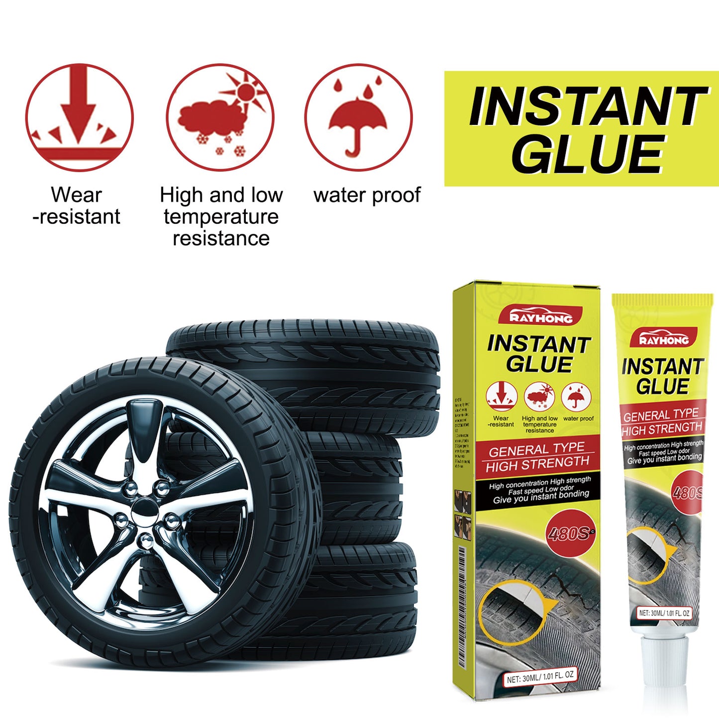 Instant Glue, Car Tire Crack Repair Glue Tire Maintenance Repair Glue Sealing Adhesive