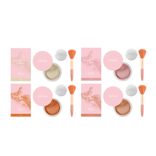 Setting powder with brush， Natural Makeup Light, Delicate Breathable Fit Dry And Wet Dual Use Powder Lasting Makeup