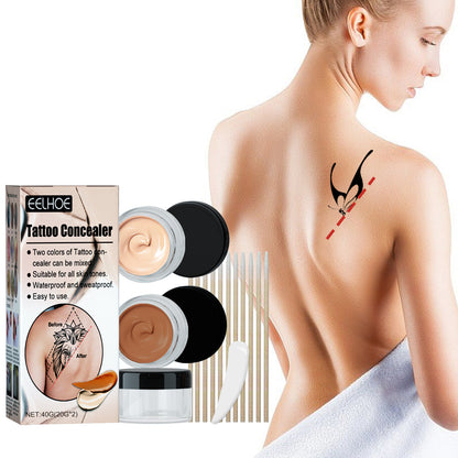 Tattoo Concealer, Waterproof Brightening Cover Tattoo Scars Birthmark Invisible Two-Tone Concealer