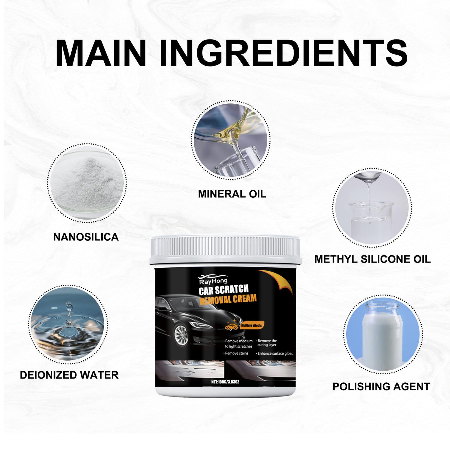 Car Scratch Removal Cream, Decontamination Dust Repair Car Paint Scratches Polishing Maintenance Refurbishment Coating Paste