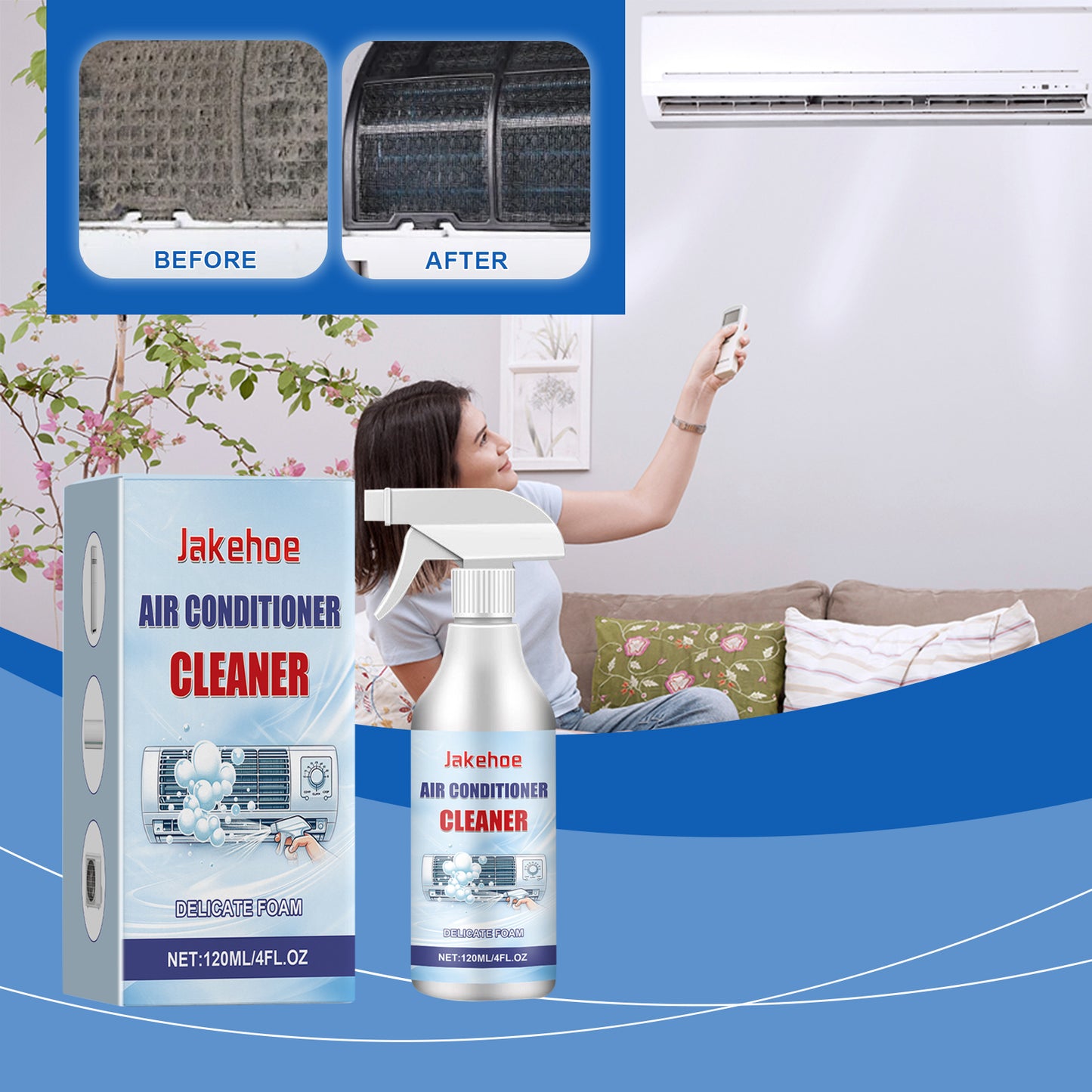 Air Conditioner Cleaner, Household Hanging Cabinet Air Conditioner Decontamination Deodorization Bubble Decontamination Stain Spray