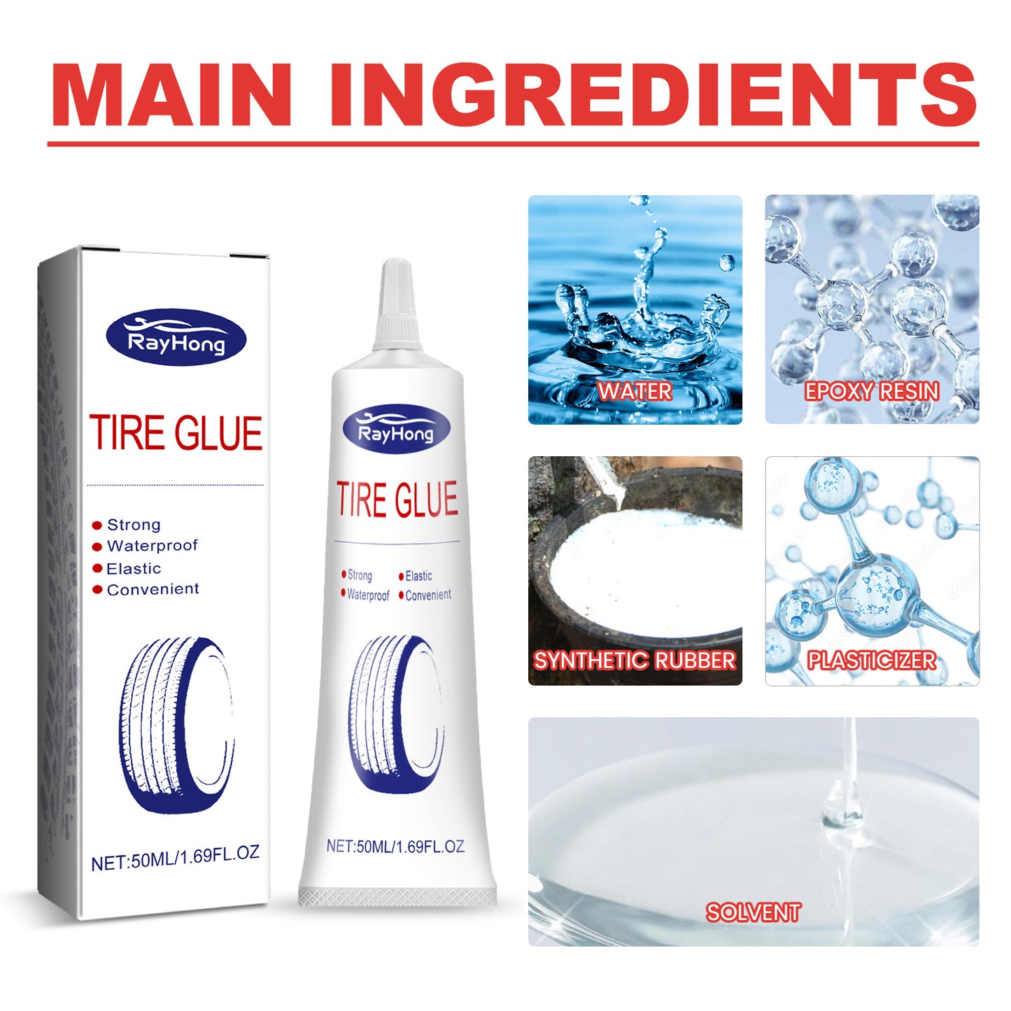 Rayhong Tire Glue, Soft Repair Glue For Repairing Cracks And Scratches On The Side Of Car Tires