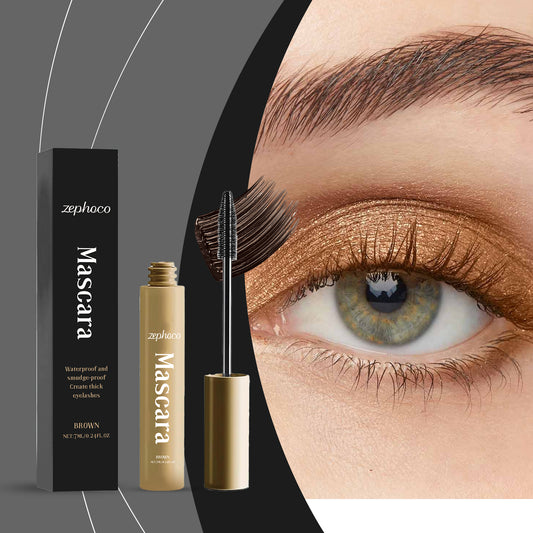 zephoco Brown Mascara Thin Long Curling Natural Lasting Makeup, Waterproof, Perspirant And Not Easy To Smudge