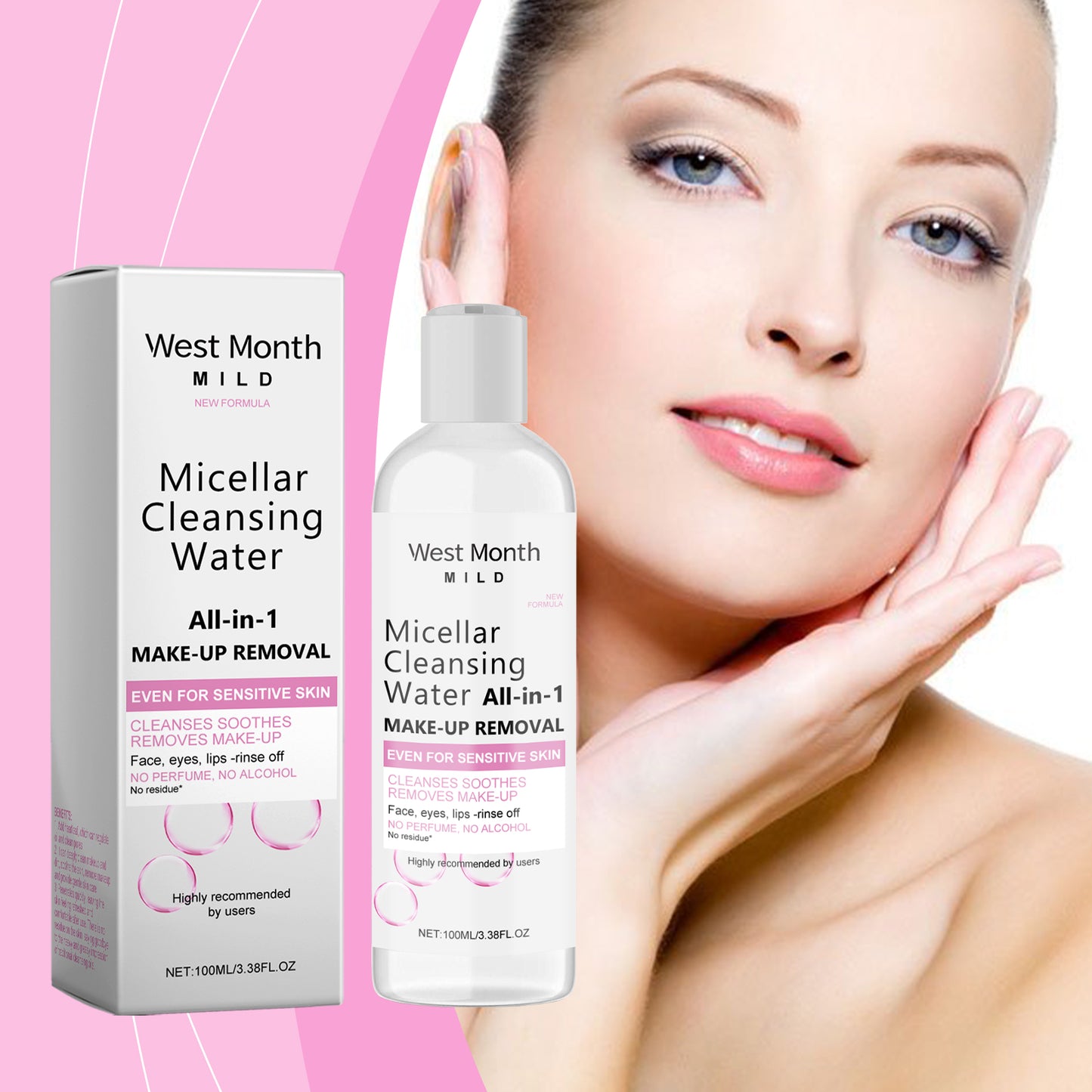 West&Month Gentle Makeup Remover, Facial Makeup Dissolves Soft Cleansing Gentle Cleansing, Clean And Non-Irritating