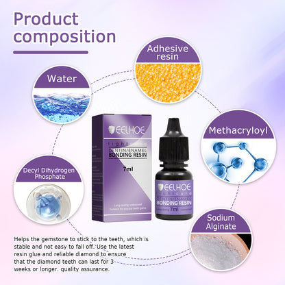 Tooth Gem Decorative Glue, DIY Fashionable Jewelry Bonding Teeth Gems Light Cured Adhesive Glue