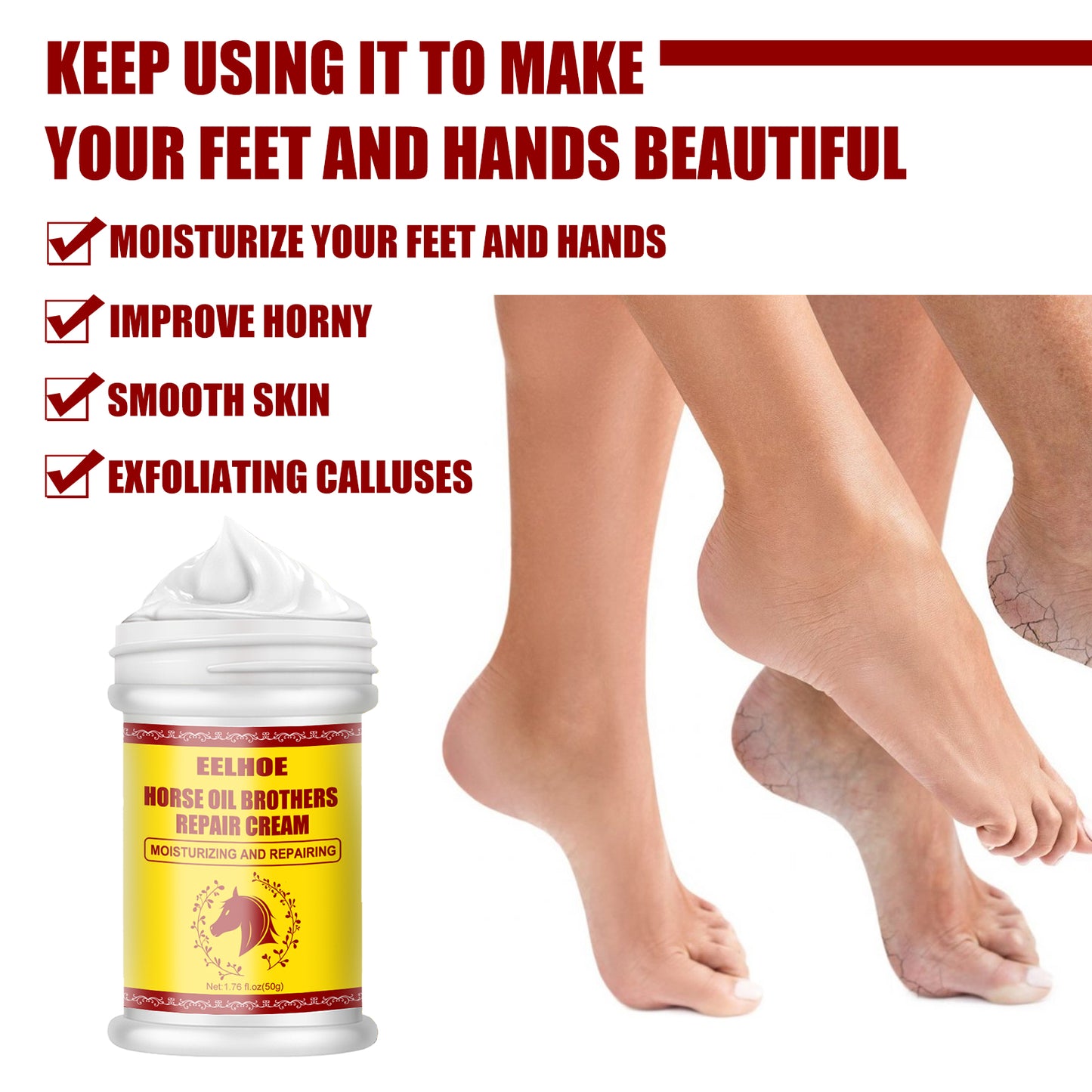 Horse Oil Hand And Foot Repair Cream, Chapped Skin Care Moisturizing And Anti-Peeling Repair Cream