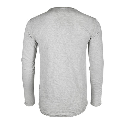 ZIMEGO Mens Long Sleeve Crewneck Oil Wash Vintage Raw Edge Hem Hipster Hip-Hop T shirt