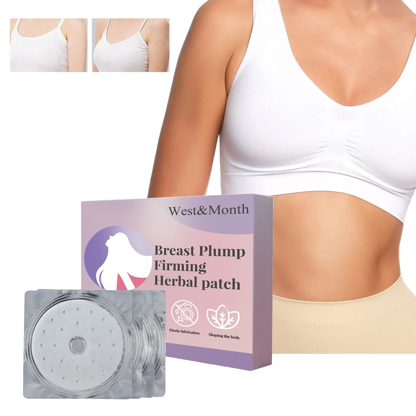 Breast Plump Firming Herbal Patch, Women's Breasts Plump Anti-sagging Breast Massage Care Patch