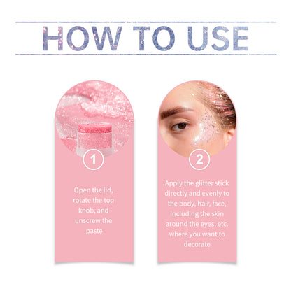 Jaysuing  Sequined Glitter Stick (Pink), Party, Dance, Performance, Makeup, Face, Body, Collarbone, Highlight And Shine