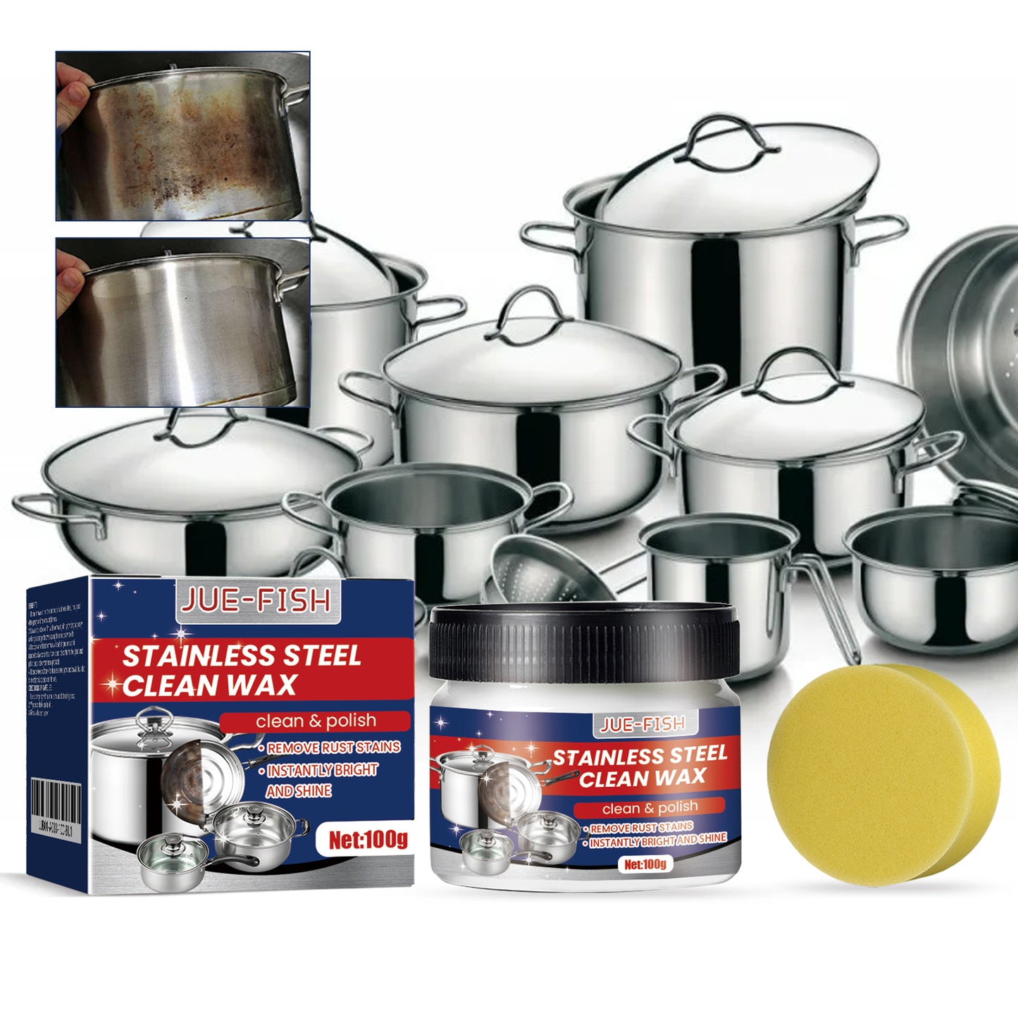 Stainless Steel Cleaning Cream, Kitchen Utensils, Pots And Pans, Cooktops, Heavy Oil, Rust Removal, Cleaning And Descaling Paste