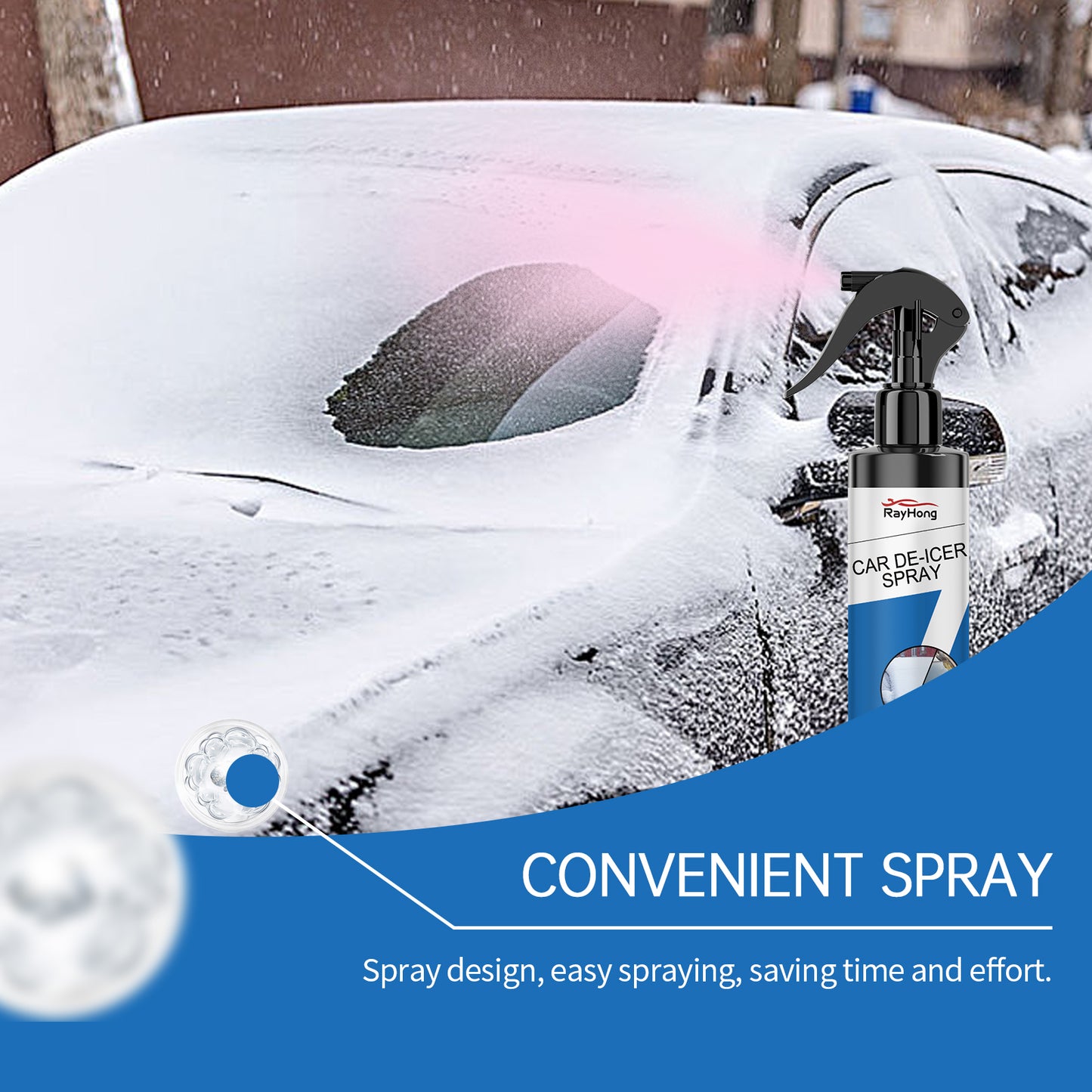 Car De-Icer Spray, Car Windshield Windows Fast Defrosting Snow Melting Ice Spray Magic Device